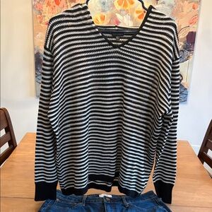 Coco + Carmen Striped V-Neck Sweater